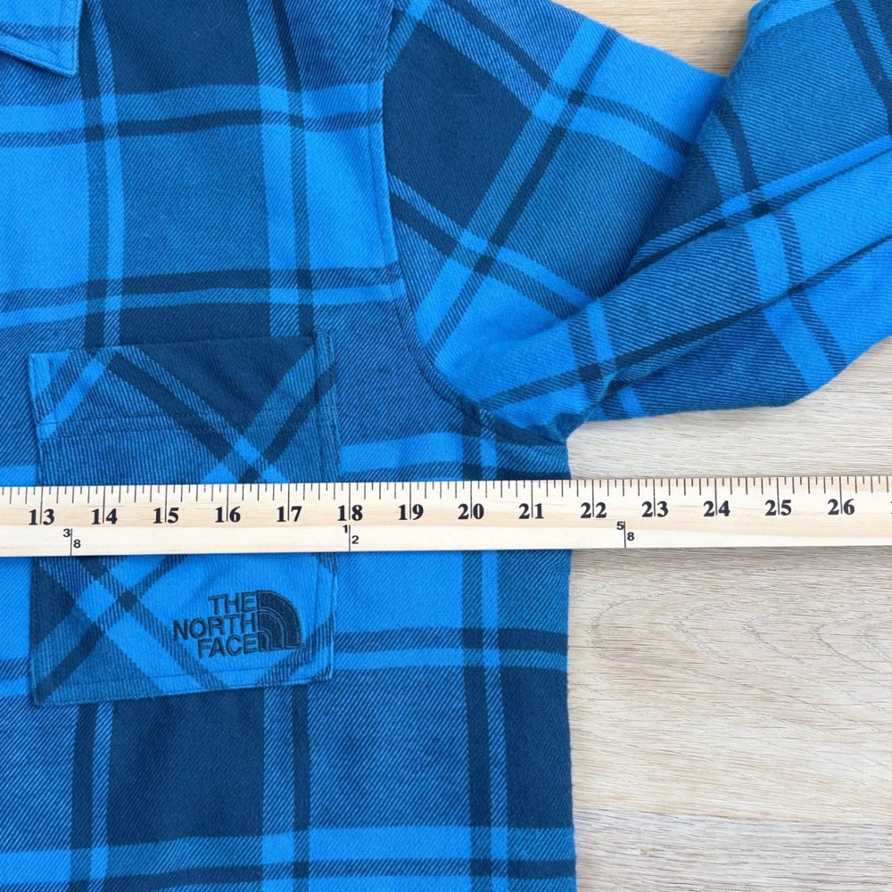 The North Face Quilted Flannel Shirt Jacket Mens Small Blue Outdoors Hiking - Picture 6 of 10